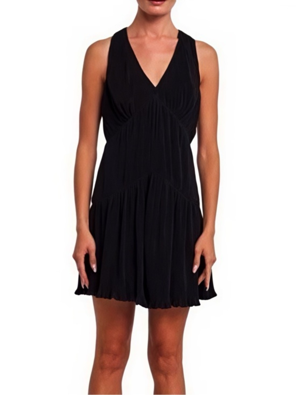 Ciebon | Black Halter Mini Micro Pleated Sleeveless Cocktail Party Dress